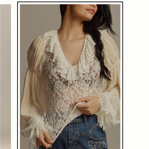 Anthropologie Tops - Anthropologie Wide Sleeve Sheer Lace Top
